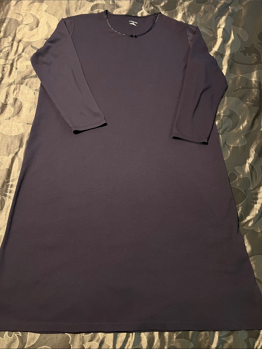 Lands’ End 100% Cotton Women's Navy Long Length Sleep Shirt Nightgown XL